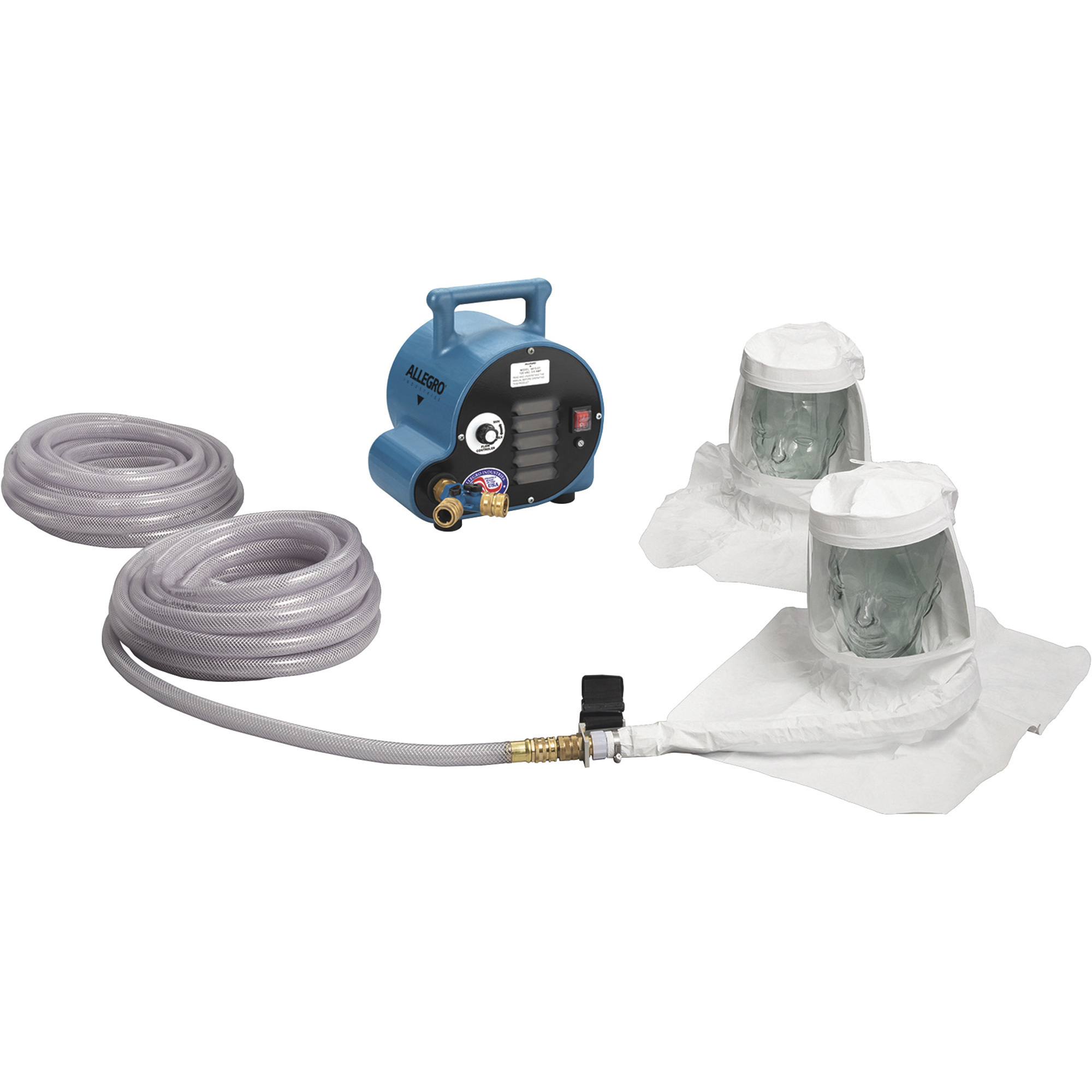 Allegro Two Worker Single Bib Tyvek Hood Respirator System, One Blower, 2 50ft. Breathing Air Tubes, Model# 9221-02A